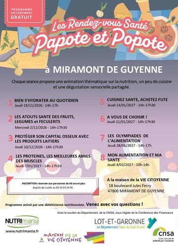 Les Rendez-vous Santé - Papote et Popote - Les atouts santé des fruits, légumes et féculents