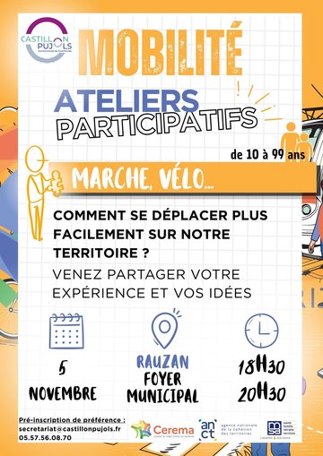 Mobilités Actives - Ateliers de consultation citoyenne à Castillon-Pujols