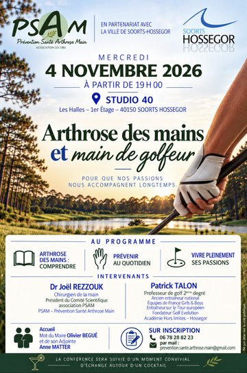 Conférence « Arthrose des mains et main de golfeur »