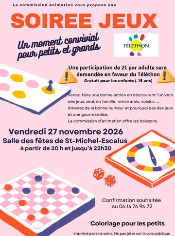 Soirée jeux au profit du Téléthon