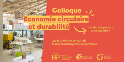 Colloque // "Economie circulaire et durabilité" - jeudi 10 février de 9h à 12h avec @HOP // Halte à l'obsolescence programmée